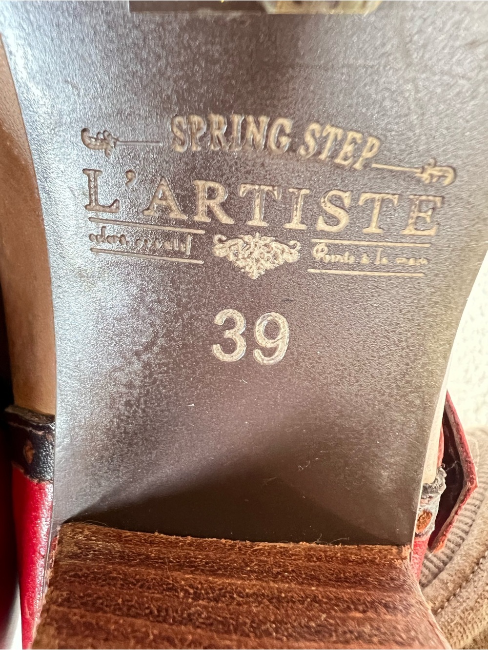 Spring Step L’Artiste Tooled Leather Booties Size 8.5 Floral Wingtip Heels NEW - Picture 11 of 12